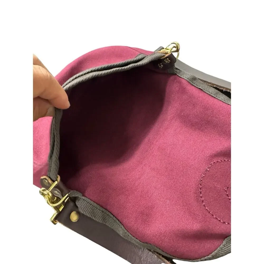 Duluth Pack Canvas Leather Strap Burgundy Shell Purse Shoulder Bag Small Clean